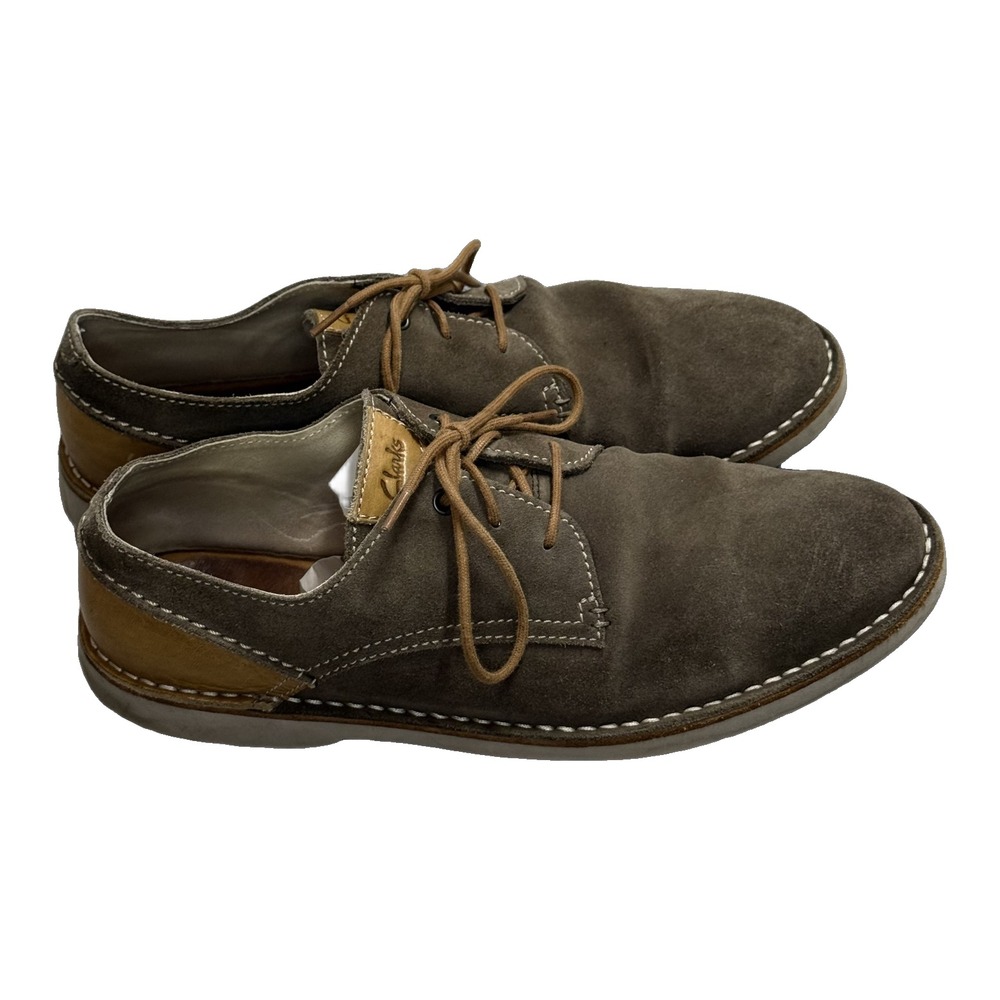 Clarks Mens Suede Moc Toe Derby Shoes Size 10.5 Brown - Picture 5 of 9